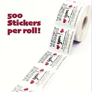 Heartfelt Thankful For Business and Feedback Shipping Stickers Roll - 500 Count